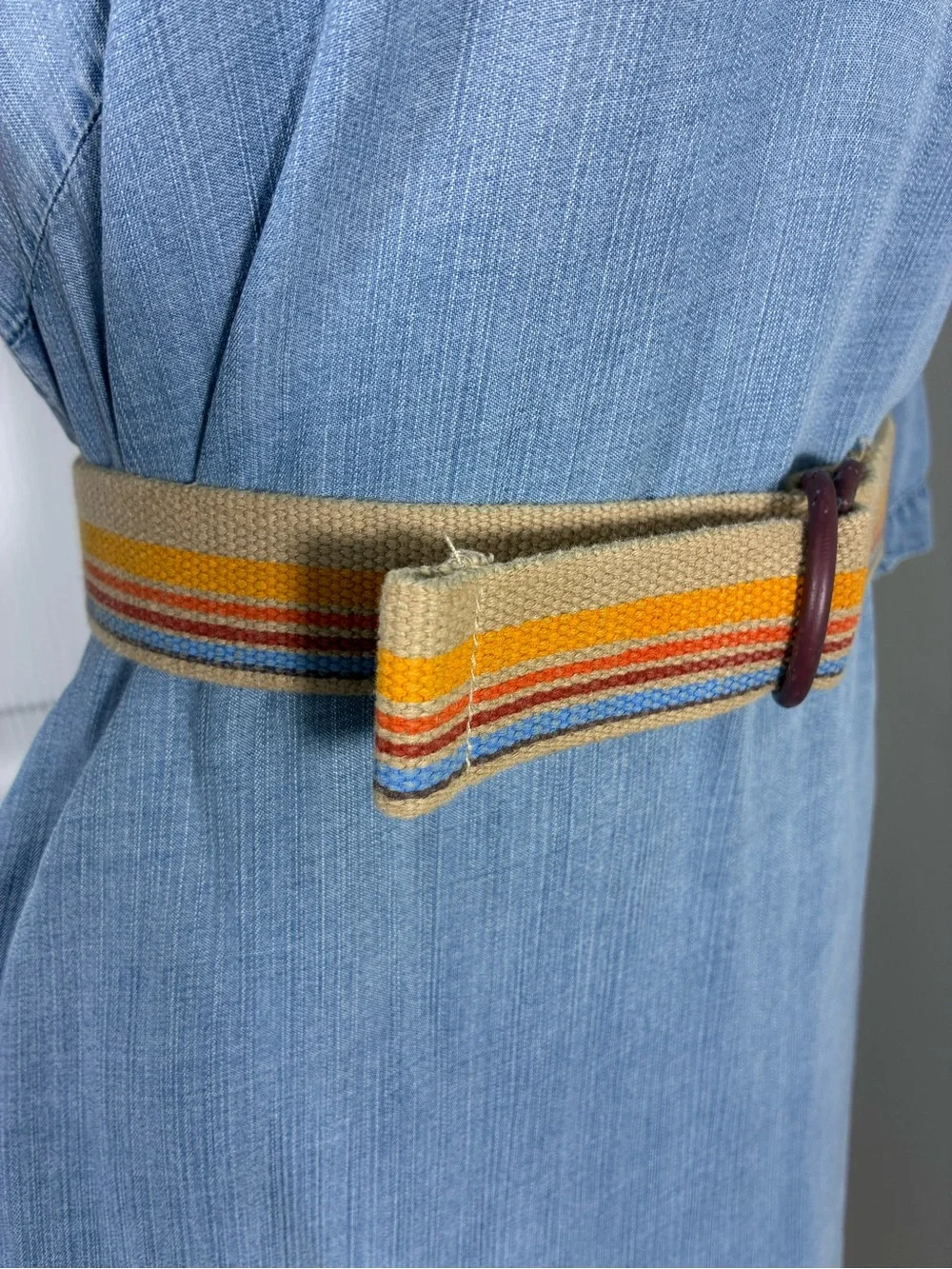 Unbranded California unisex belt 43” long Woven Stripe Canvas Ring buckle